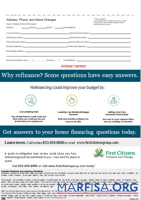 Blank Trinidad and Tobago First Citizens Bank mortgage statement in Word and PDF formats, 3 pages 3 template